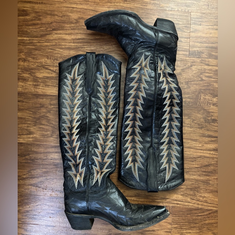 stetson women’s cowboy boots women’s size 7 black and gold